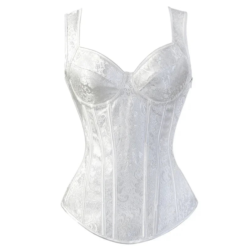 Ceinture corset noir sexy avec bretelles pour femme