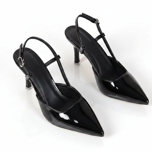 Sandales à talons fins Slingback en cuir verni pour femme – Élégantes et sexy