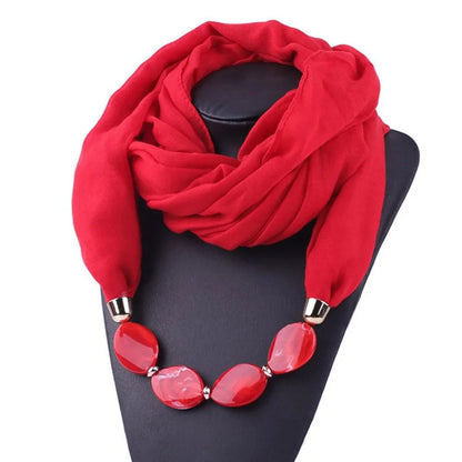Écharpe Collier Ethnique en Coton Lin – Pendentif Bohème Femme