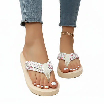 Tongs antidérapantes pour femme, style floral, sandale d'été