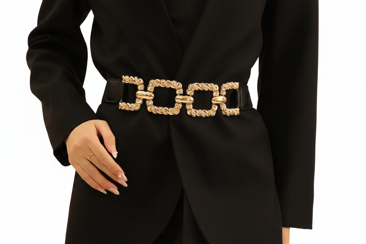 Ceinture élastique chic à chaîne métal pour femme