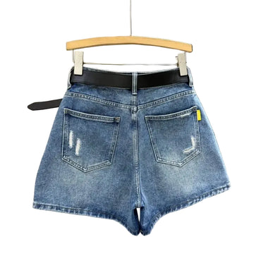Jupe-short en jean déchiré taille haute pour femme – Denim slim style streetwear