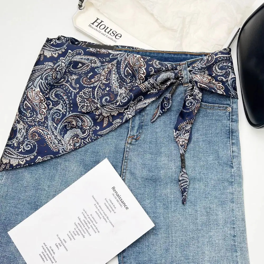 Ceinture foulard en soie cajou Floral