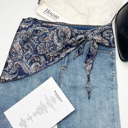 Ceinture foulard en soie cajou Floral