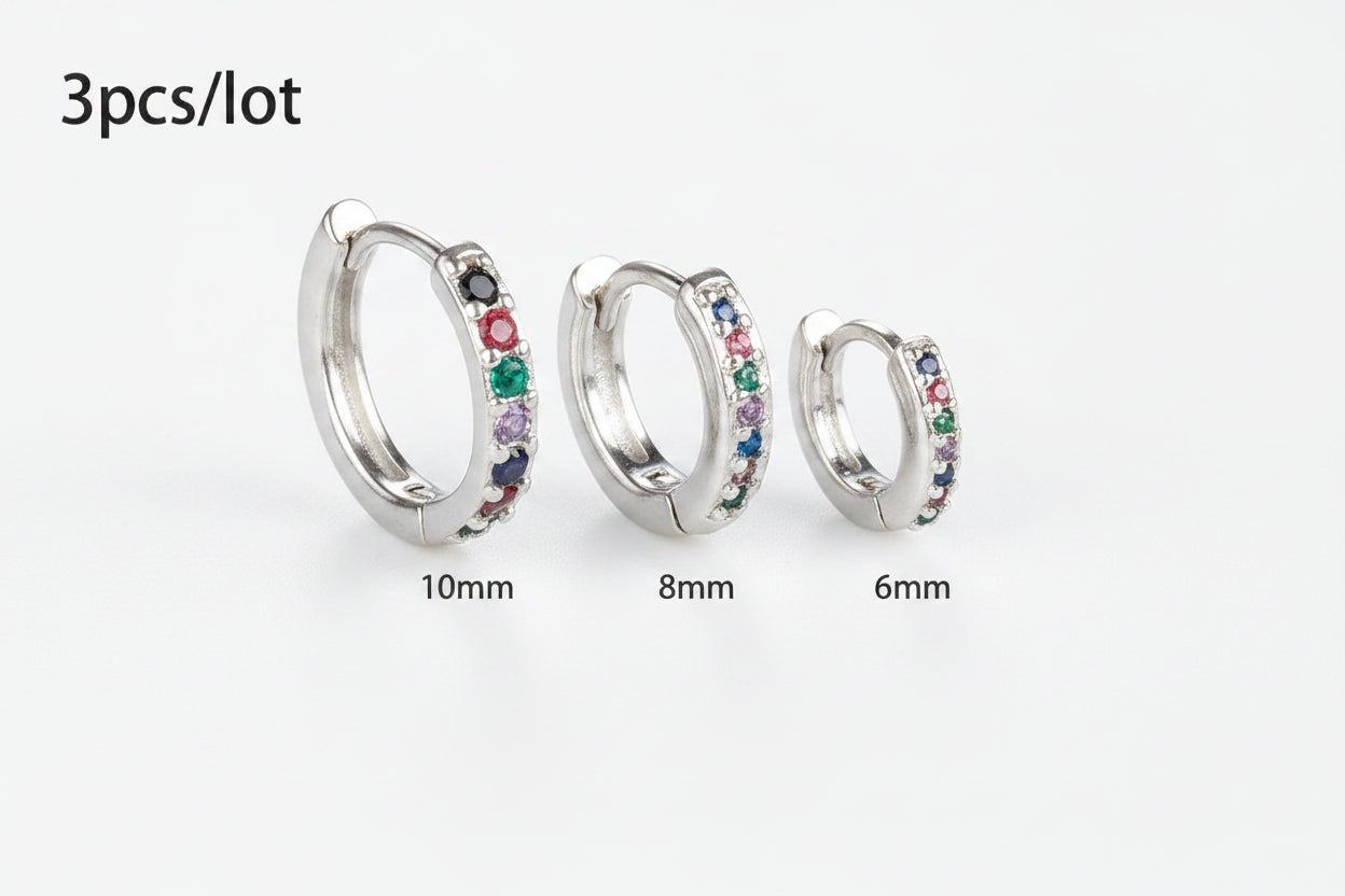 Ensemble Simple en acier inoxydable cristal petite boucle d'oreille femmes