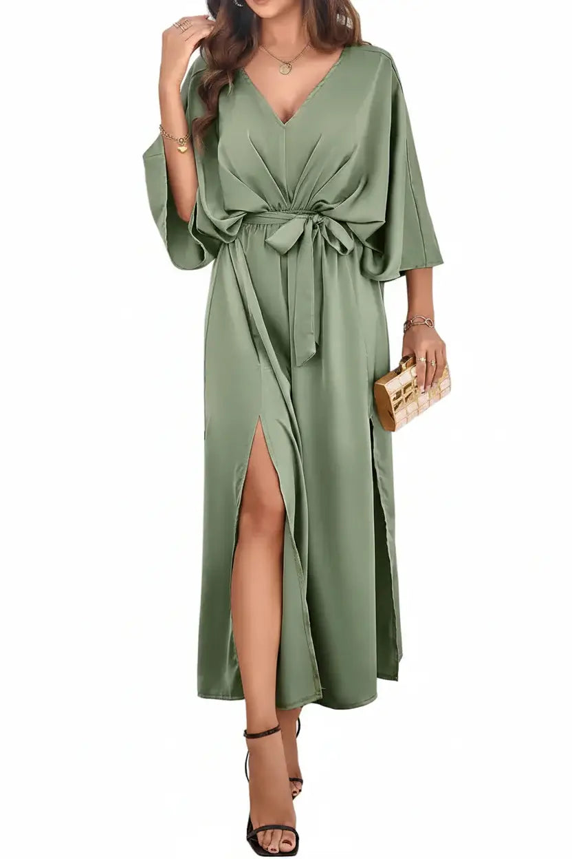Robe Aura Chic – Coupe Ample Taille Haute Col V