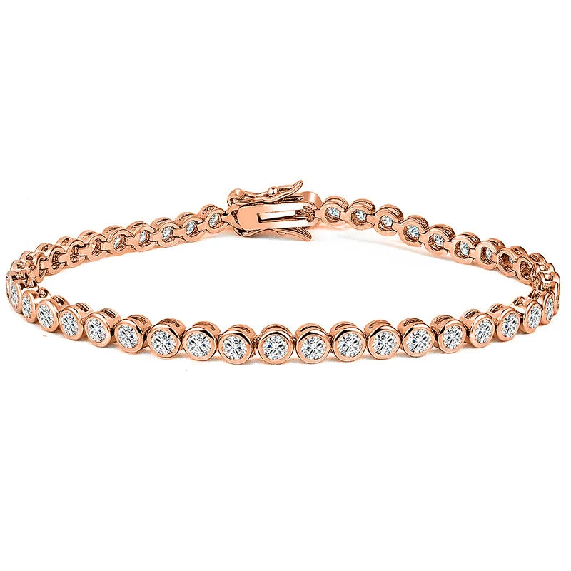 Bracelet Élégance Rose – Diamants 3 mm & Or rose 18K