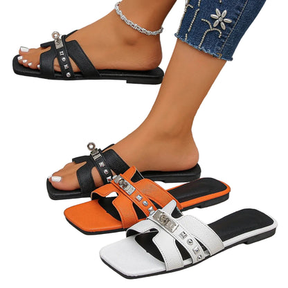Pantoufles Plates de Luxe pour Femme – Sandales de Plage Tendance et Confortables