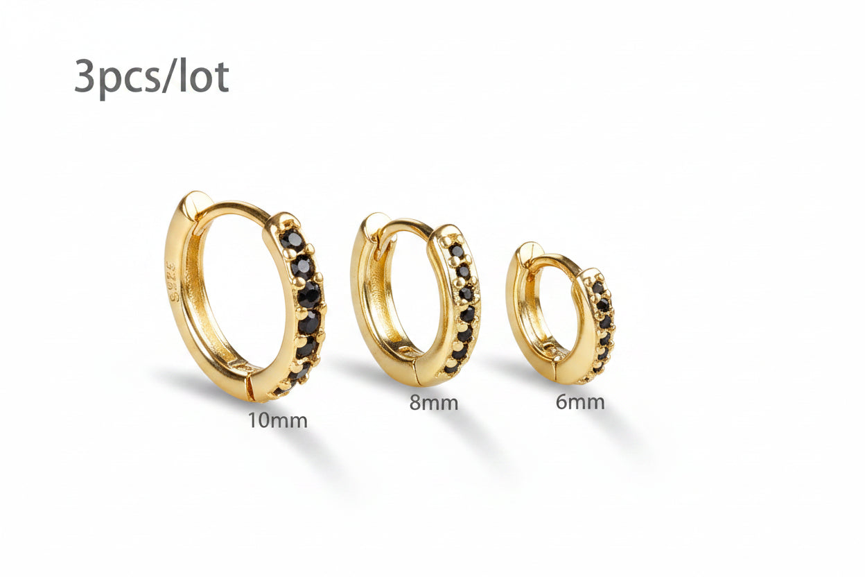 Ensemble Simple en acier inoxydable cristal petite boucle d'oreille femmes