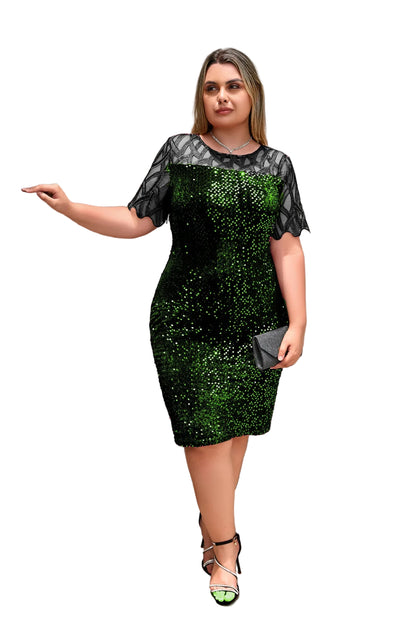 Robe grande taille à col rond avec fermeture éclair cachée