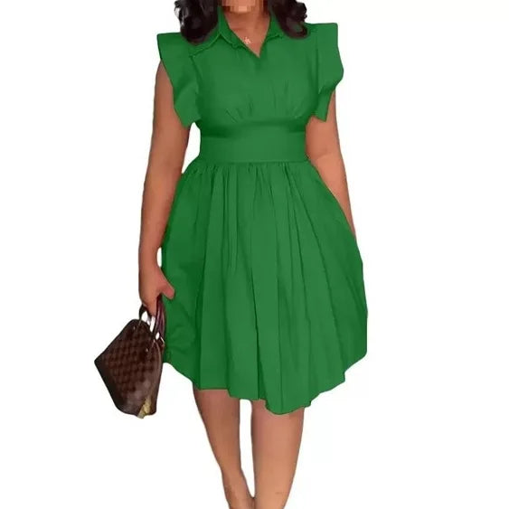 Robe midi femme unie sans manches – légère et élégante printemps-été