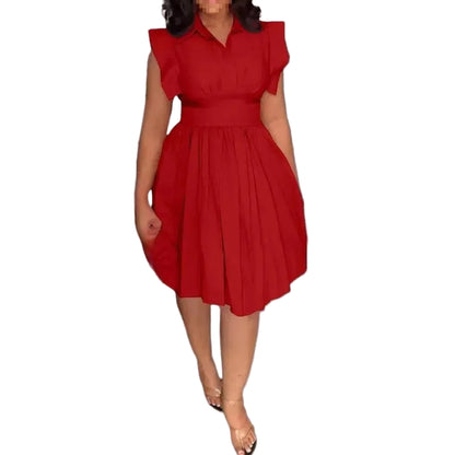 Robe midi femme unie sans manches – légère et élégante printemps-été