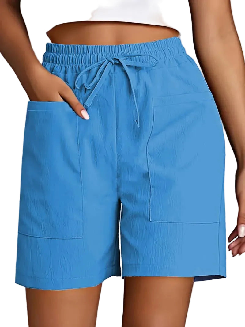 Short bermuda femme coupe ample avec poches – style décontracté couleur unie