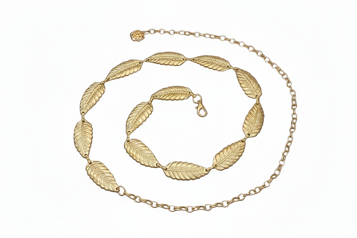 Ceinture Chaîne Feuille Élégance