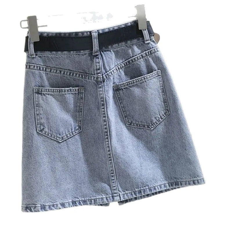 Mini Jupe en Jean Taille Haute Évasée Femme – Style Décontracté
