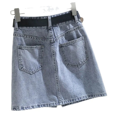 Mini Jupe en Jean Taille Haute Évasée Femme – Style Décontracté