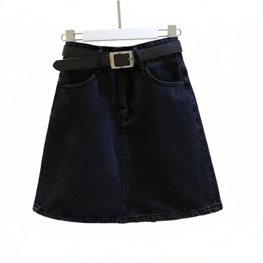Mini Jupe en Jean Taille Haute Évasée Femme – Style Décontracté