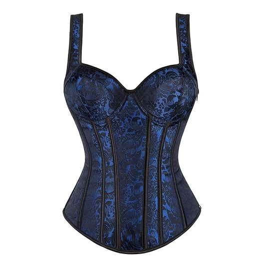Ceinture corset noir sexy avec bretelles pour femme