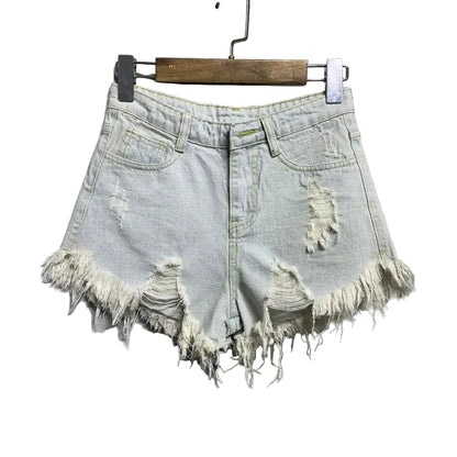 Short Jean Taille Haute Trapèze Femme – Style Coréen Ample Boutonné