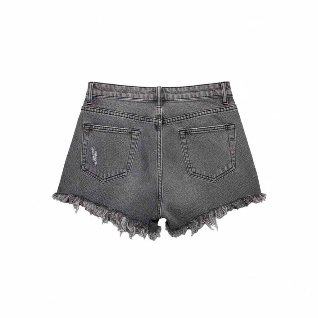 Short Jean Taille Haute Trapèze Femme – Style Coréen Ample Boutonné
