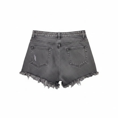 Short Jean Taille Haute Trapèze Femme – Style Coréen Ample Boutonné