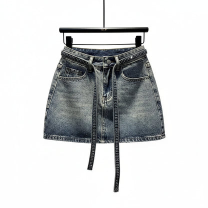 Mini jupe en jean rétro oversize pour femme – Taille haute en denim