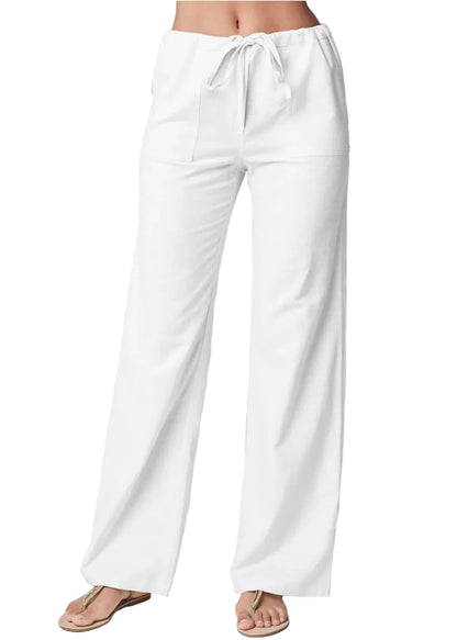Pantalon Taille Haute – Coton & Lin Extensible pour femme