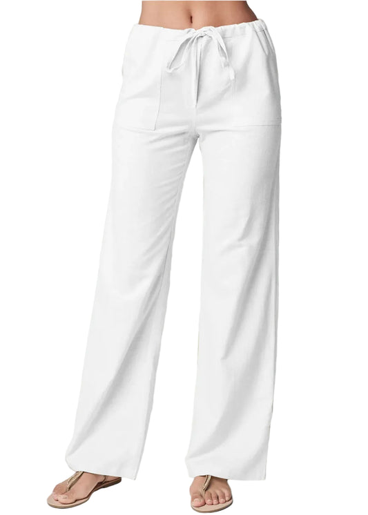 Pantalon Taille Haute – Coton & Lin Extensible pour femme