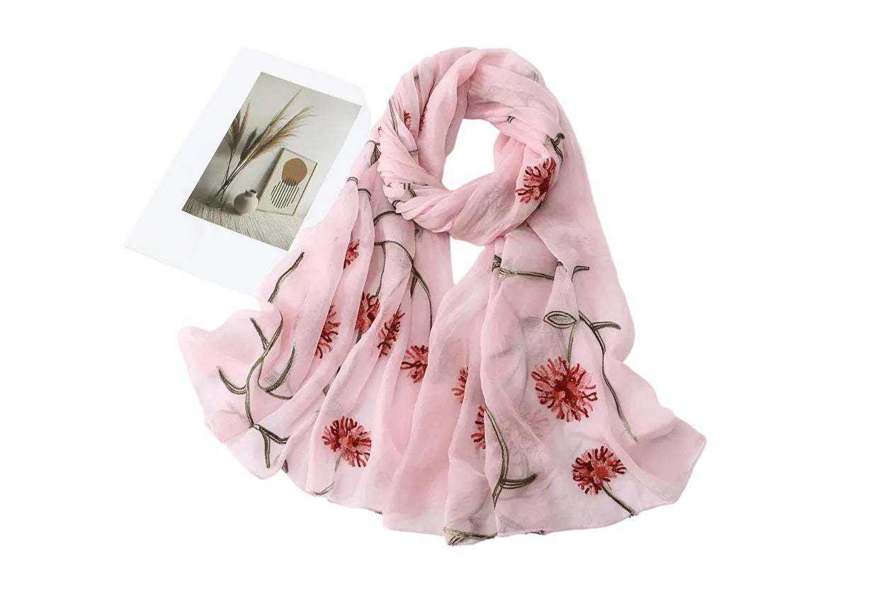 Écharpe brodée style ethnique littéraire et rétro printemps été