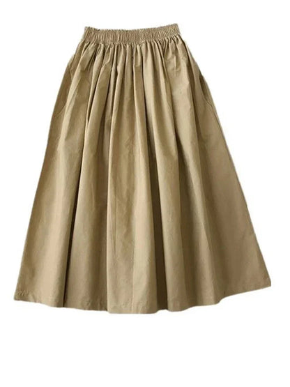 Jupe Longue Plissée Taille Haute avec Poches – Style Décontracté Élégant Automne
