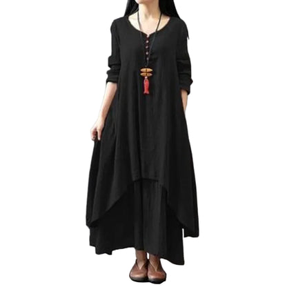 Robe Maxi Femme Manches Longues – Élégante Mi-Saison