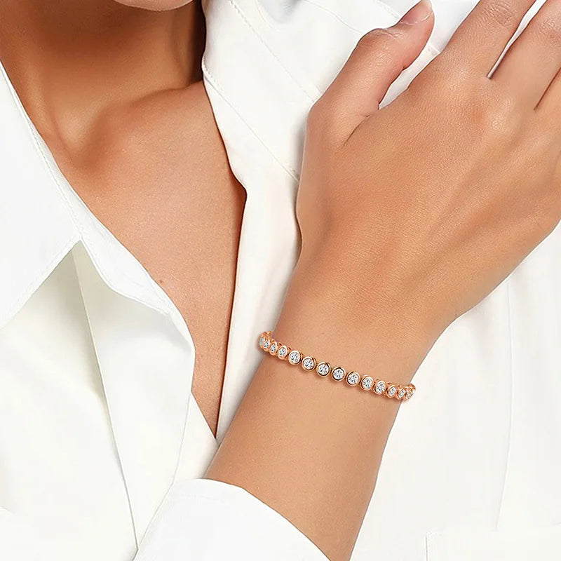 Bracelet Élégance Rose – Diamants 3 mm & Or rose 18K