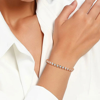 Bracelet Élégance Rose – Diamants 3 mm & Or rose 18K