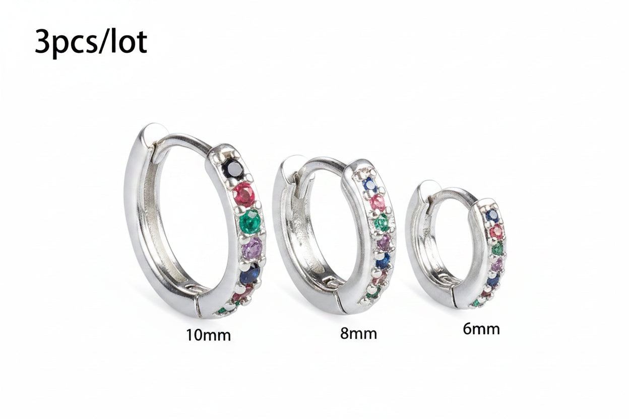 Ensemble Simple en acier inoxydable cristal petite boucle d'oreille femmes