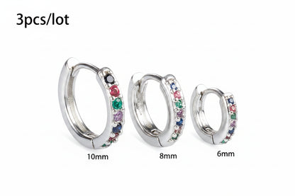 Ensemble Simple en acier inoxydable cristal petite boucle d'oreille femmes
