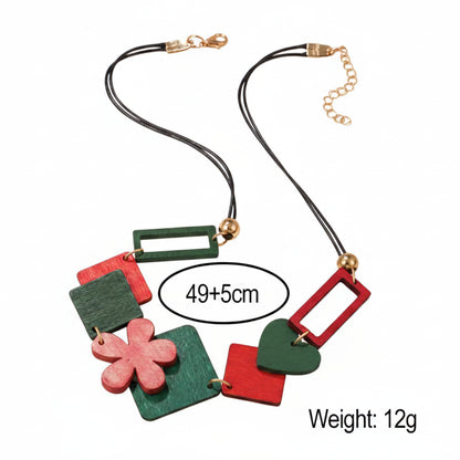 Collier Bohème Nature – Pendentif cœur bois & fleur ethnique