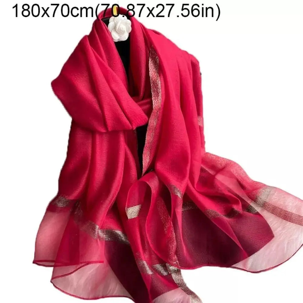 Echarpe de luxe en soie Organza élégant couleur unie