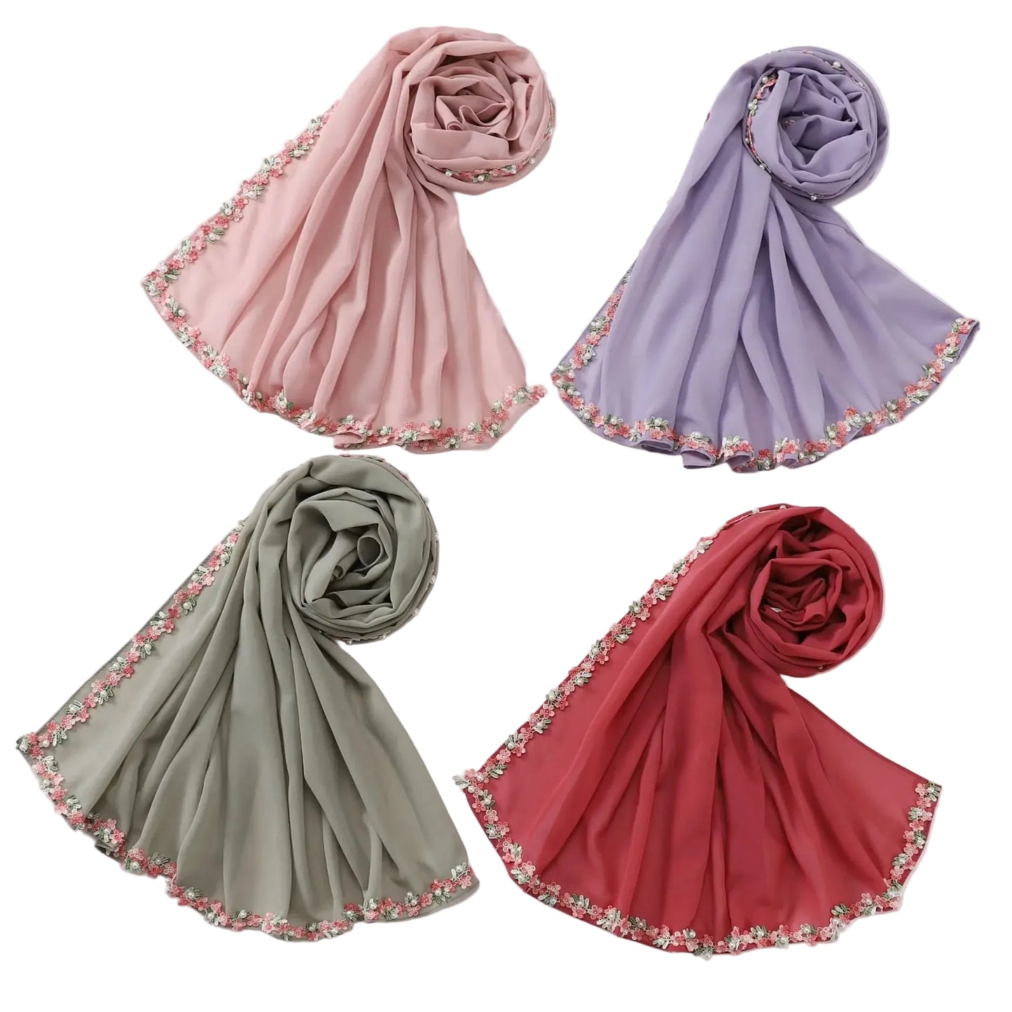 Écharpe en dentelle florale perlée, style chic et élégant