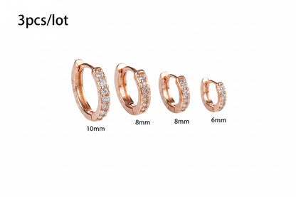 Ensemble Simple en acier inoxydable cristal petite boucle d'oreille femmes