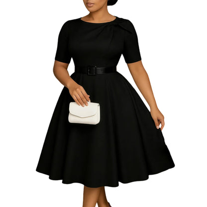 Savanna Elegance – Robe africaine moderne col rond