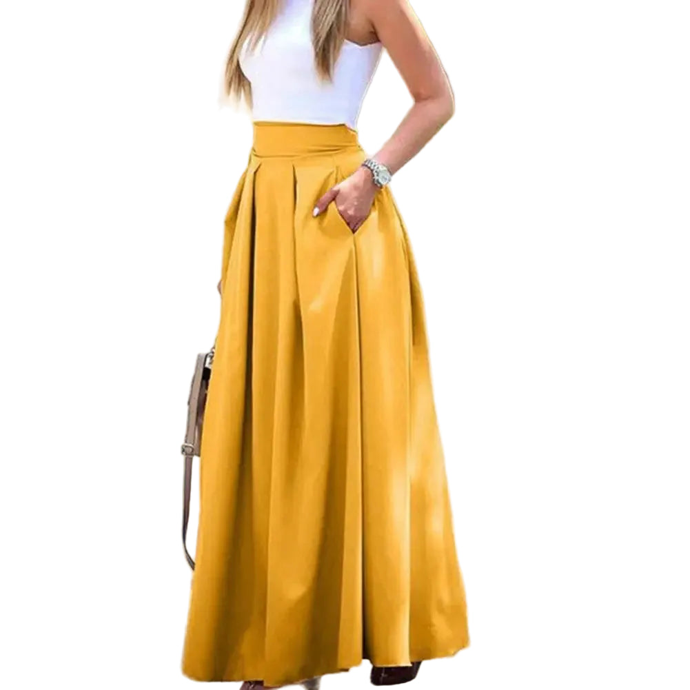 Jupe maxi élégante taille haute pour femme – Tissu respirant et coupe amincissante