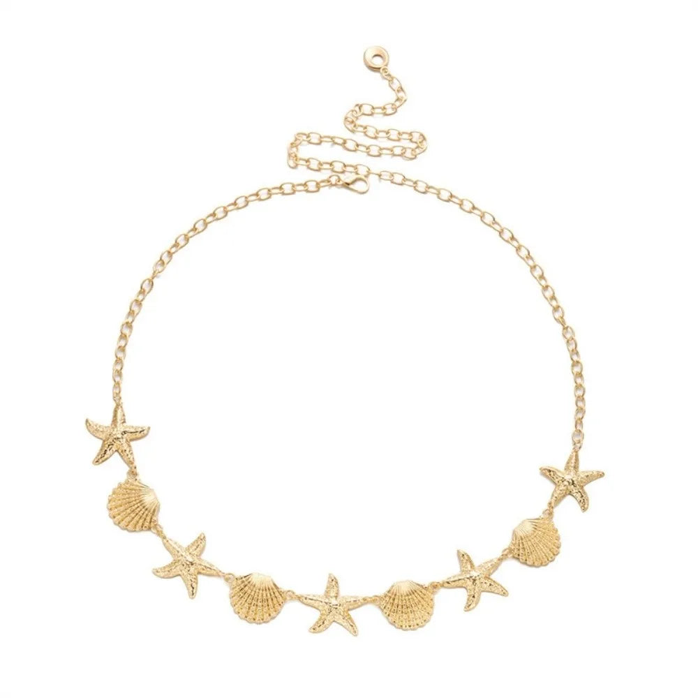Chaîne de Taille Bohème Étoile de Mer – Coquillage & Perles Élégantes