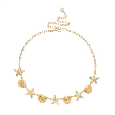 Chaîne de Taille Bohème Étoile de Mer – Coquillage & Perles Élégantes