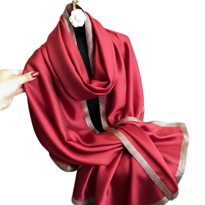 Echarpe de luxe en soie Organza élégant couleur unie