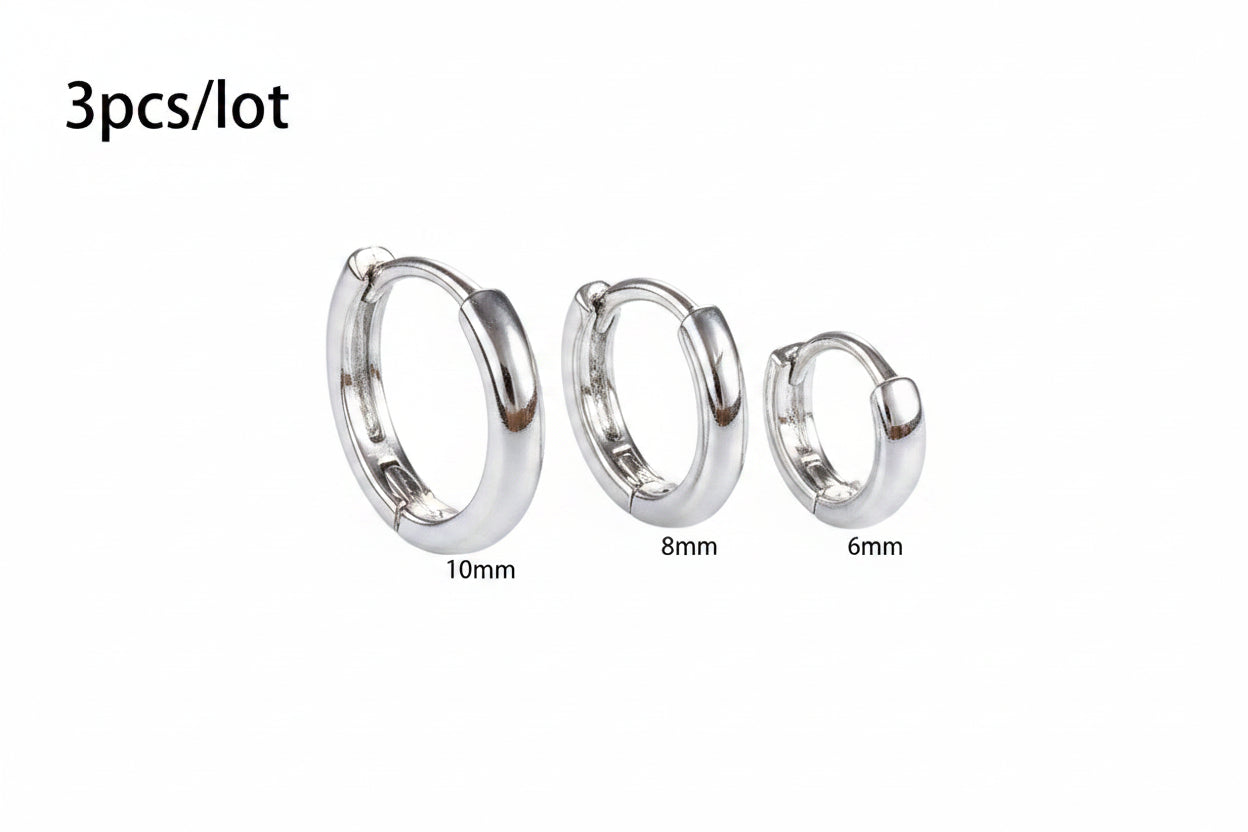 Ensemble Simple en acier inoxydable cristal petite boucle d'oreille femmes