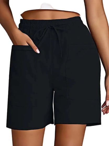 Short bermuda femme coupe ample avec poches – style décontracté couleur unie