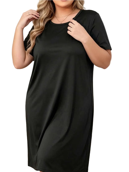 Sophie – Robe Décontractée Grande Taille à Manches Courtes