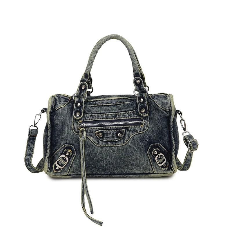 Sac en denim bleu pour femme style streetwear luxe