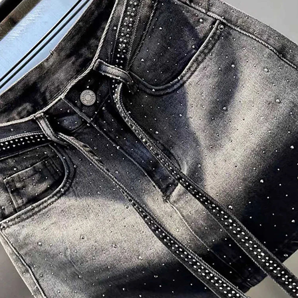 Mini jupe en jean rétro oversize pour femme – Taille haute en denim