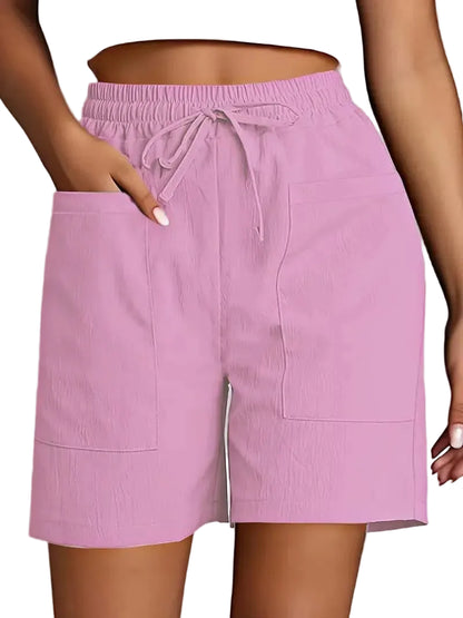Short bermuda femme coupe ample avec poches – style décontracté couleur unie